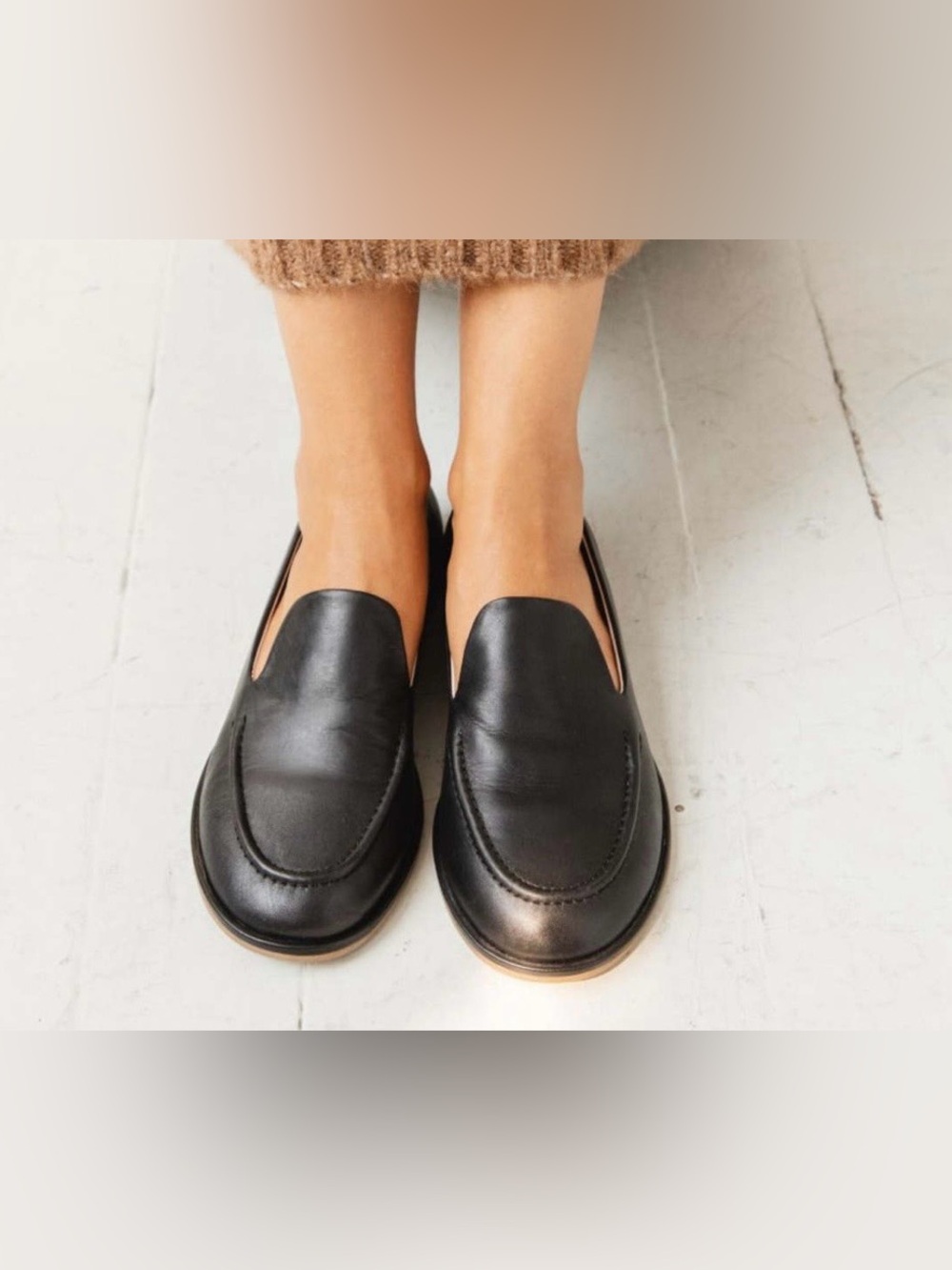 Women's Black Leather Slip-On Loafers Size 10